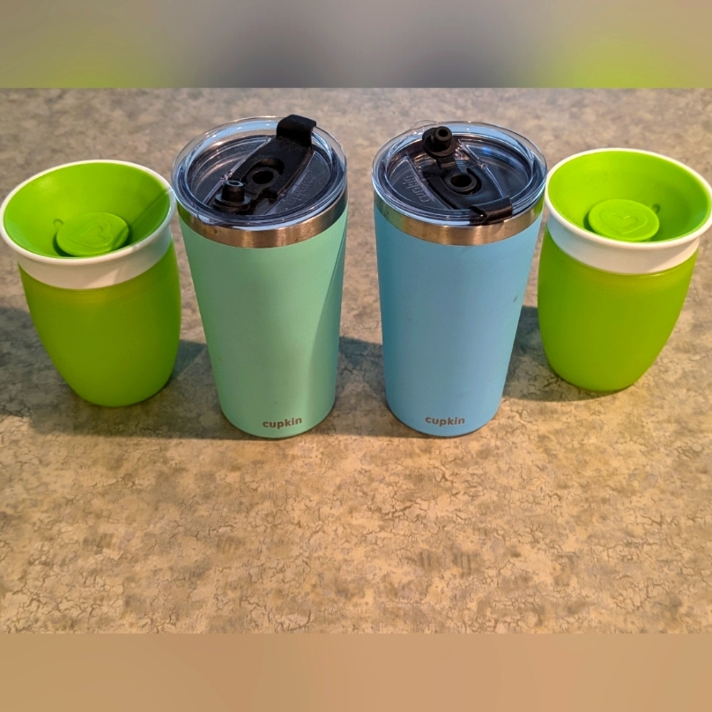 🚨 $5 w/Bundle 2+Items 🔥 2 Cupkin Stainless Cups & 2 Munchkin No Spill Cups